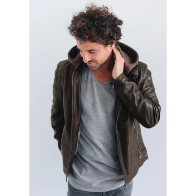 Abbildung von Gipsy RYLO Lakev Lederjacke, Herren, Größe: Medium, Bio dark brown