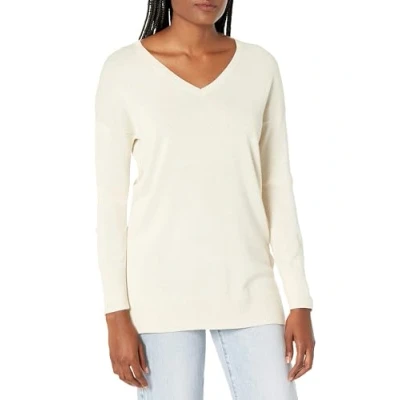 Abbildung von Amazon Essentials Damen Leichter Tunika Pullover Mit Langen Ärmeln Und V Ausschnitt (Erhältlich In Übergröße), Haferbeige Meliert, L