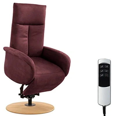 Abbildung von CAVADORE TV Sessel Juba mit Akku / Fernsehsessel Aufstehhilfe + elektrisch verstellbarer Relaxfunktion 2 E Motoren 75 x 112 82 Lederoptik, Weinrot
