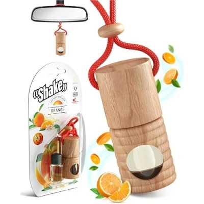 Abbildung von SHAKE Auto Duft (2 x 4,5ml) Natürlicher Lufterfrischer Parfüm Aufhänger mit ätherischen Ölen Diffuser Innenraum Air Refresher: Orange