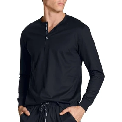 Abbildung von Calida Langarm Nachtwäsche Shirt, Herren, Größe: Small, Dark sapphire