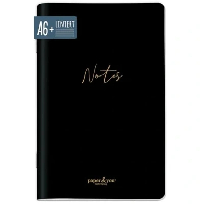Abbildung von paper&amp;you® Notizheft A6+ dotted &quot;Black Edition&quot; mit 64 Seiten, Notizbuch klein, Mini Bullet Journal nachhaltig &amp; klimafreundlich