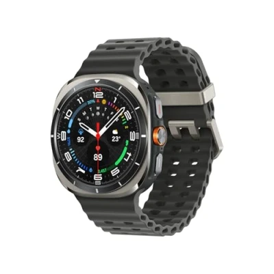 Abbildung von Samsung Galaxy Watch Ultra (2025) Smartwatch mit AI, Fitness Uhr, Marine Band, Titan Gehäuse, Schnellbutton, Dual GPS, 64 GB Speicher, 47 mm, LTE, Titanium Silver, 3 Jahre Herstellergarantie