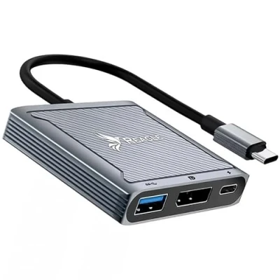 Abbildung von Reagle USB C Hub Adapter mit DisplayPort 8K@60Hz, 100W Power Delivery, kompatibel MacBook, iPad, Windows, Aluminiumbeschichtung, Plug &amp; Play