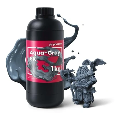 Abbildung von Phrozen Aqua Gray 8K 3D Drucker Resin für SLA/DLP/LCD Printer 405nm Standard Photopolymer Druck Harz Hohe Präzision, Geringer Geruch Grau (1kg)