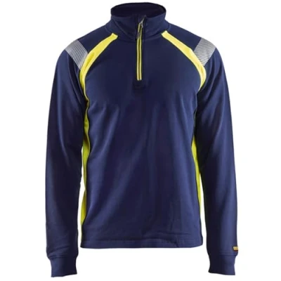 Abbildung von Blaklader 34321158 SWEATSHIRT MIT HALBEM REIßVERSCHLUSS, Marineblau/Gelb, grootte L