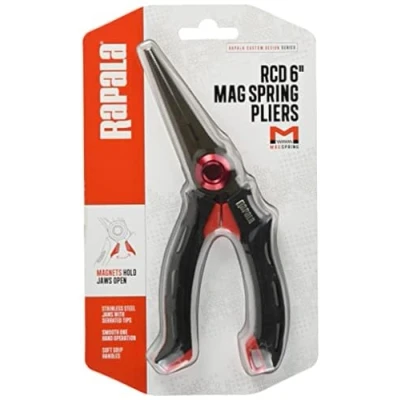 Abbildung von Rapala Unisex Adult Angelzange RCD Mag Spring Pliers Angelzubehör mit Edelstahlbacken Magnetisch Ergonomische Softgrip Griffe Zange, Schwarz/Rot, Einzigartig