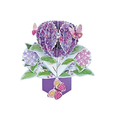 Abbildung von Second Nature Pop Ups POP173 POP173A Grußkarte, Hortensien und Schmetterlinge