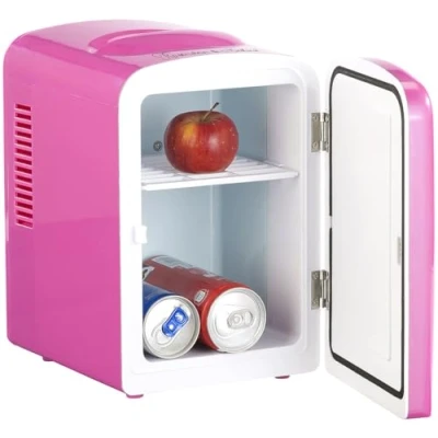 Abbildung von Rosenstein &amp; Söhne Dosenkühlschrank: Mini Kühlschrank AC/DC, 12/230V 4l, mit Warmhalte Funktion, pink (ACDC Kühlschrank, Kuehlschrank, Zigarettenanzünder)