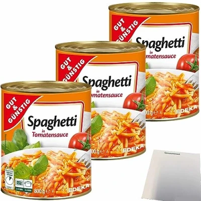 Abbildung von Gut&amp;Günstig Spaghetti in Tomatensauce 3er Pack (3x800g Dose) + usy Block