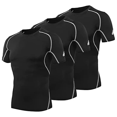 Abbildung von AMZSPORT Herren Kompressionsshirt Kurzarm Funktionsshirts Cool Dry Training Running Top