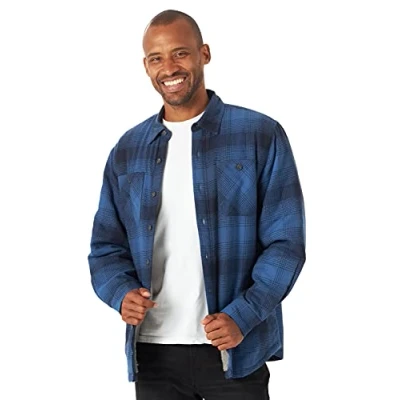 Abbildung von Wrangler Authentics Herren Long Sleeve Sherpa Lined Shirt Jacket Hemd, Blau (Admiral Blue), XL