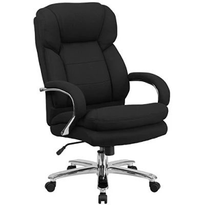 Abbildung von Flash Furniture Hercules Serie Drehstuhl Bürostuhl mit Schlaufenarmen, Ergonomischer Hochlehner Chefsessel gepolsterter Sitzfläche und Armlehnen, Schwarz