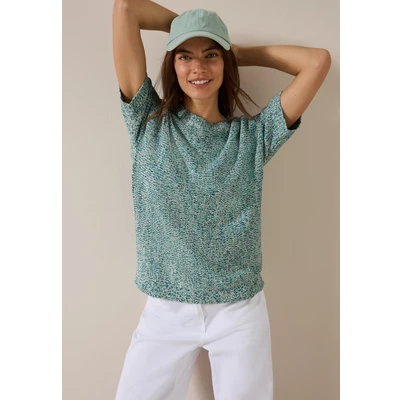 Abbildung von CECIL Damen B303228 Mouliné Kurzarmpullover, cool salvia Green, XXL