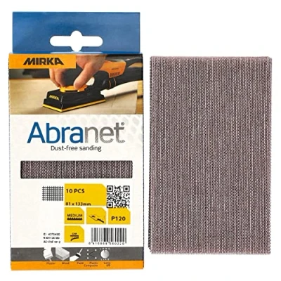 Abbildung von Mirka Abranet Netz Schleifstreifen 81x133 mm Klett / Korn P180 10 Stk zum Schleifen von Holz, Spachtel, Lack, Kunststoff AE178F1018