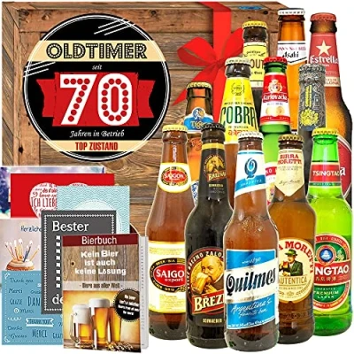 Abbildung von Oldtimer 70 12 Biersorten aus der Welt für Opa zum Geburtstag