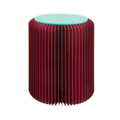 Abbildung von Remember Papierhocker Papillon Bordeaux klappbarer Sitzhocker belastbar bis 100 kg 42 cm hoch ø 36