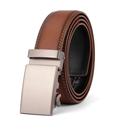 Abbildung von VRLEGEND Gürtel Herren Ledergürtel mit Automatikschließe Einstellbar 110cm 170cm Leder Automatik Jeans Belt (Einstellbare 110cm,Braun 2207)