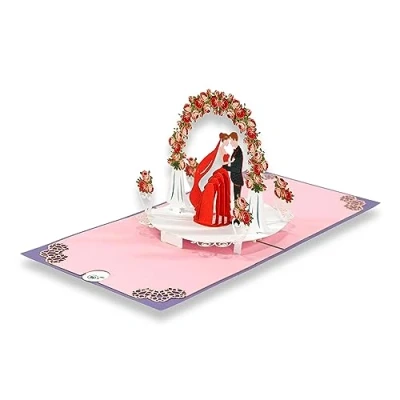 Abbildung von paperdora Hochzeitskarte 3D Pop Up Karte „Hochzeit“ mit Umschlag und Wachssiegel Grußkarte, Hochzeit Einladungskarte Geschenk