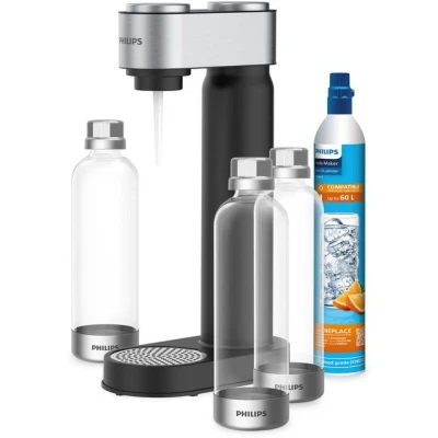 Abbildung von Philips Wassersprudler Viva Set inkl. CO2 Zylinder, 3x Sprudelflasche, (Set, 5 tlg), mit drei Sprudelflaschen und einem Zylinder