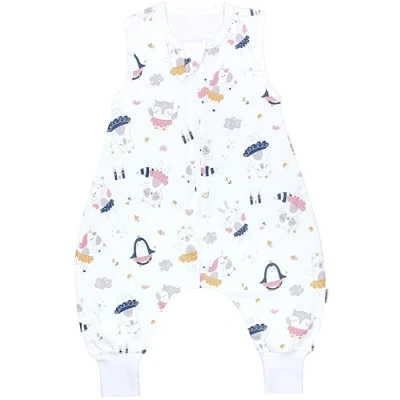 Abbildung von TupTam Sommerschlafsack Baby mit Füßen Leichter Schlafsack Sommer 0.5 TOG, OEKO TEX, Farbe: Feen Tiere Gelb Rosa Blau Grau (Fairy Animals), Größe: 92 98
