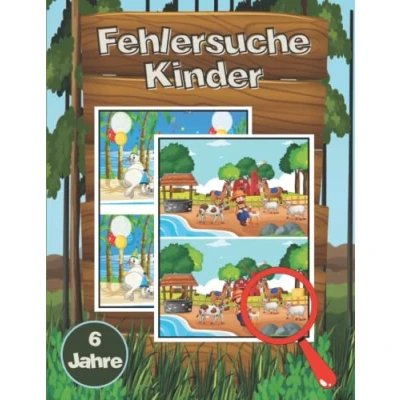 Abbildung von Fehlersuche Kinder: Finde die Unterschiede für Kinder, Lernspiele zur Verbesserung der Konzentration, Lernspielbuch Kinder 6 Jahre, Bilderrätsel.