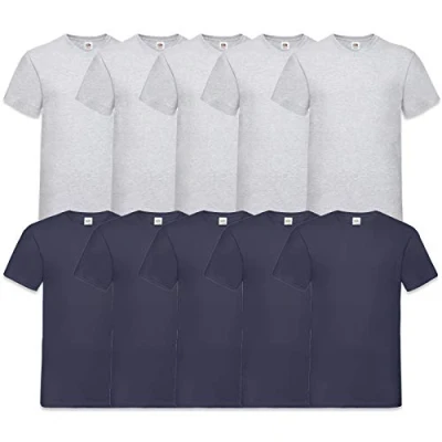Abbildung von Fruit of the Loom Herren V Neck Valueweight T Shirt (erPack 10 (3XL, 5Grau/5Navy)