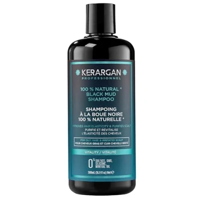 Abbildung von Kerargan Revitalisierendes Shampoo mit schwarzem Schlamm aus dem Toten Meer für fettiges Haar und gereizte Kopfhaut Reinigt revitalisiert Ohne Sulfate, GMO, Silikon, Mineralöl 500ml