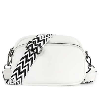 Abbildung von TANTOMI Umhängetasche Damen Klein, PU Leder Crossbody Bag Handytasche zum Umhängen, Moderne Handtasche Klein mit Breitem Schultergurt, Tasche Tägliches Arbeiten, Einkaufen,Reisen