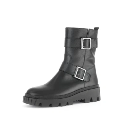 Abbildung von Gabor Damen Biker Boots, Frauen Stiefeletten,Best Fitting,Kurzstiefel,uebergangsschuhe,uebergangsstiefel,warm,schwarz(Altsilber),41 EU / 7.5 UK