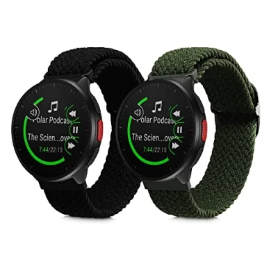 Abbildung von kwmobile 2x Sportarmband kompatibel mit Polar Pacer/Pacer Pro/Ignite Armband Sport Ersatzarmband Set aus Nylon für Fitnesstracker Schwarz Grün