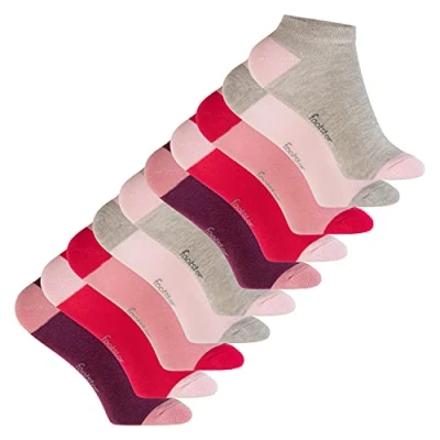 Abbildung von Footstar Kinder Baumwoll Sneaker Socken (10 Paar) mit abgesetzter Ferse und Spitze Berry 31 34