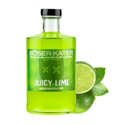 Abbildung von Böser Kater Juicy Lime Erfrischend fruchtiger Limetten Likör Perfekt als Spritz Aperitif &amp; spannende Cocktails Besondere Geschenkidee Vegan Handgemacht 0,5l 17% Vol.