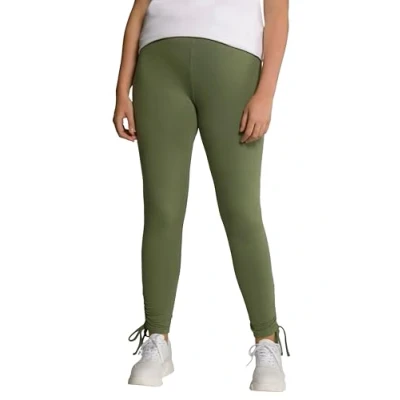 Abbildung von Ulla Popken Damen Leggings, Saumraffungen, Biobaumwolle Jerseyleggings, Victorian Mist, 36W / 32L
