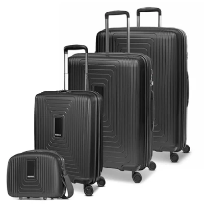 Abbildung von REDOLZ Hartschalen Koffer Set 4 teilig S 55 cm (ohne Laptopfach) + M 66 L 77 Beauty Case alle 5 Dehnfalte leichte 2,9 kg / 3,7 4,4 1,1 (Essentials 14)