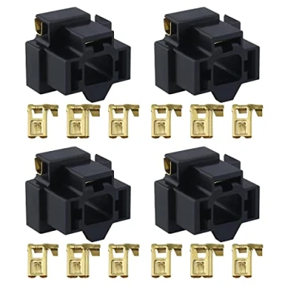 Abbildung von EMSea 4 Stück Auto H4 3 Pin Scheinwerfer Stecker Ersatz mit Klemmen Glühbirne Reparatur Halter 12V