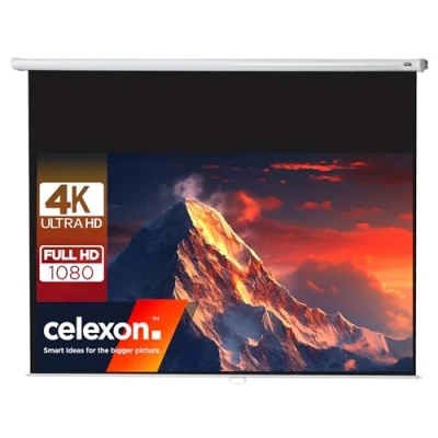 Abbildung von 90&quot; Zoll Rollo Leinwand celexon Economy 16:9 200x113 cm 4K Full HD 3D ausziehbare für Präsentationen &amp; Heimkino Projektionen mit Ihrem Beamer Decken / Wand Montage oder Aufhängen