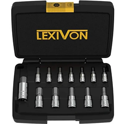 Abbildung von LEXIVON Sechskant steckschlüssel SAE satz, Größen: 5/64&quot;, 3/32&quot;, 1/8&quot;, 5/32&quot;, 3/16&quot;, 7/32&quot;, 1/4&quot;, 9/32&quot;, 5/16&quot;, 3/8&quot;, 7/16&quot;, 1/2&quot;, 9/16&quot;, S2 Alloy Steel (LX 142)