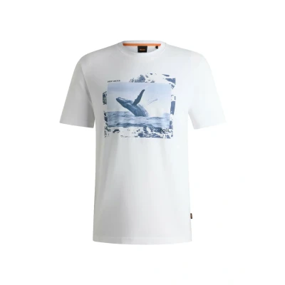 Abbildung von BOSS Te_dunetrace Tshirt print white, Herren, Größe: Small, White