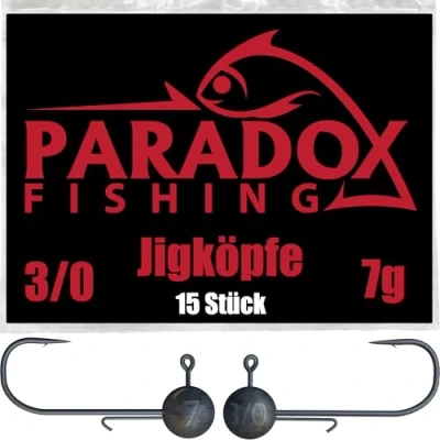 Abbildung von Paradox Fishing Jigköpfe Set 15x 7g 3/0 I Jig Köpfe Gummifisch mit Jighead für Gummifische Barsch Hecht Zander Angelzubehör
