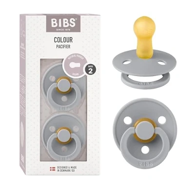 Abbildung von BIBS Colour Schnuller 2er Pack, BPA frei, Kirschform Nippel. Naturkautschuk/Latex, Hergestellt in Dänemark. Größe 2 6+ Monate Cloud/Cloud