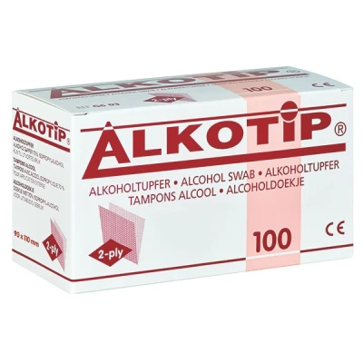 Abbildung von Alkotip Alkoholtupfer 90x110 mm 4 Ply 100 St