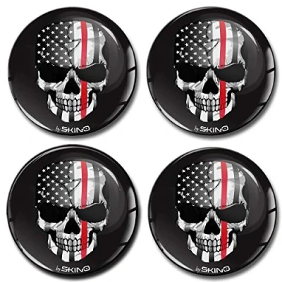 Abbildung von SkinoEu Aufkleber Autoaufkleber für Radkappen Nabenkappen Nabendeckel Radnabendeckel Rad 70mm Totenkopf Schädel USA Flagge A 3270