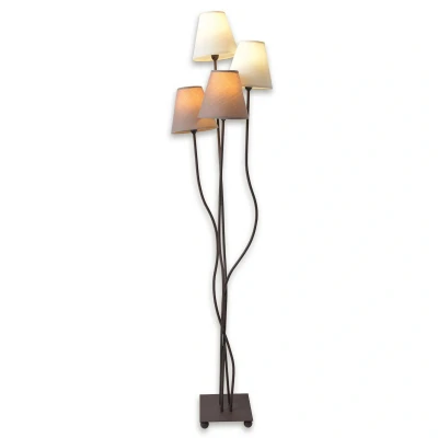 Abbildung von näve Stehlampe Boho, ohne Leuchtmittel, 4flg., E14, Textilschirme 2x beige, braun, inkl. Fußschalter