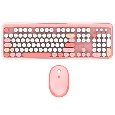 Abbildung von Mobility Lab ML313894 Kabellose Tastatur + Maus Combo Pure Color FR AZERTY, Flache und empfindliche Tasten, kompaktes Design, Shortcuts, Ziffernblock, Windows Kompatibilität Rosa