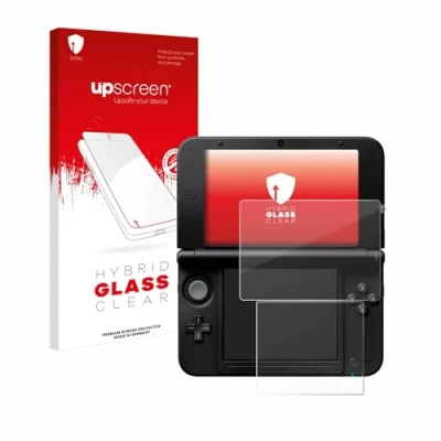 Abbildung von upscreen Schutzglas für Nintendo 3DS XL SPM7800 Schutzfolie, Glas Folie [Klar, 9H Panzerschutz, Anti Fingerprint]