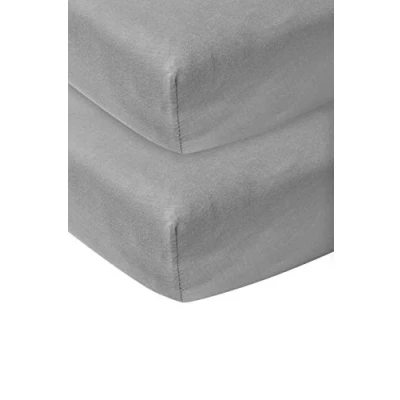 Abbildung von Meyco Baby Spannbettlaken Kinderbett Uni Grey 60x120cm 2er Pack