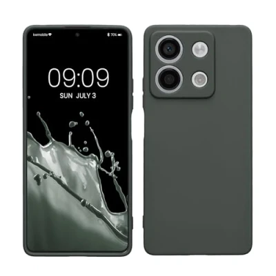 Abbildung von kwmobile Handyhülle kompatibel mit Xiaomi Redmi Note 13 5G Hülle Handy Case aus weichem Silikon in Moosgrün
