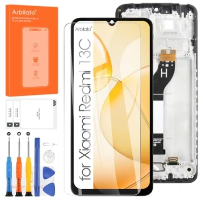 Abbildung von LCD Display für Xiaomi Redmi 13C, Ersatz 13C Digitalisierer 23100RN82L 23106RN0DA 23108RN04Y 2311DRN14I Touchscreen Panel, zusammengebaut, Werkzeuge (schwarz mit Rahmen)