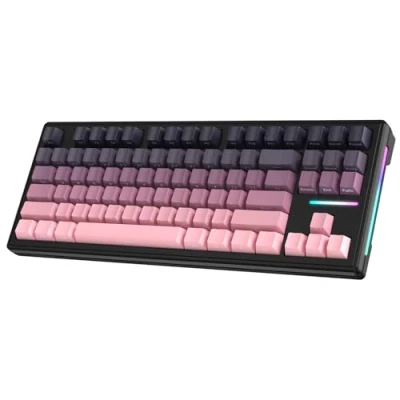 Abbildung von ATTACK SHARK TKL Kabellose mechanische Gaming Tastatur, Bluetooth 5.0/2,4G/USB C verkabelte Hot Swap RGB weiße Schalter, PBT Tastenkappen mit seitlichem Farbverlaufsdruck Brombeere